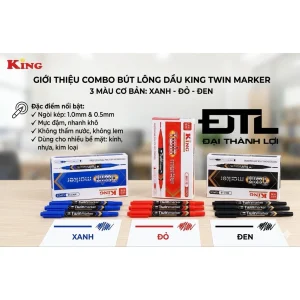Bút Lông Dầu 2 Đầu KING MK116 - Mực Không Trôi, Viết Trên Nhiều Bề Mặt Bút Dạ Viết Bảng Không Xoá Được