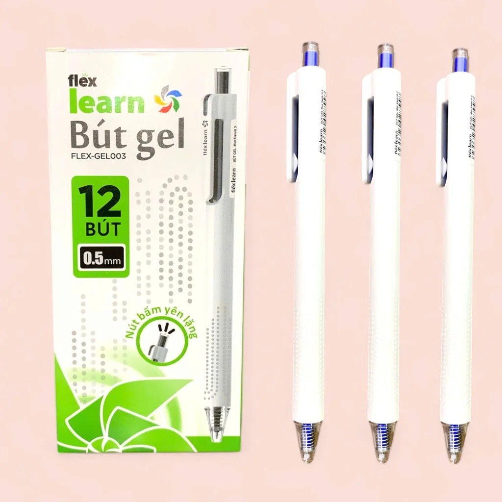 Bút Gel FLEX-GEL003 Ngòi 0.5mm - Có Nút Bấm Yên Lặng, Nét Viết Êm Mượt