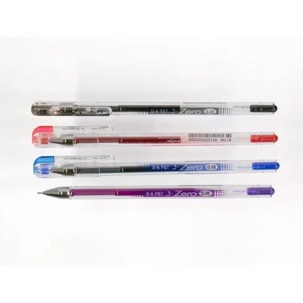 Bút Gel 0.38mm 3-Zero D.A P&T Hàn Quốc Hàng Chính Hãng (Mực Xanh/Tím/Đỏ/Đen)