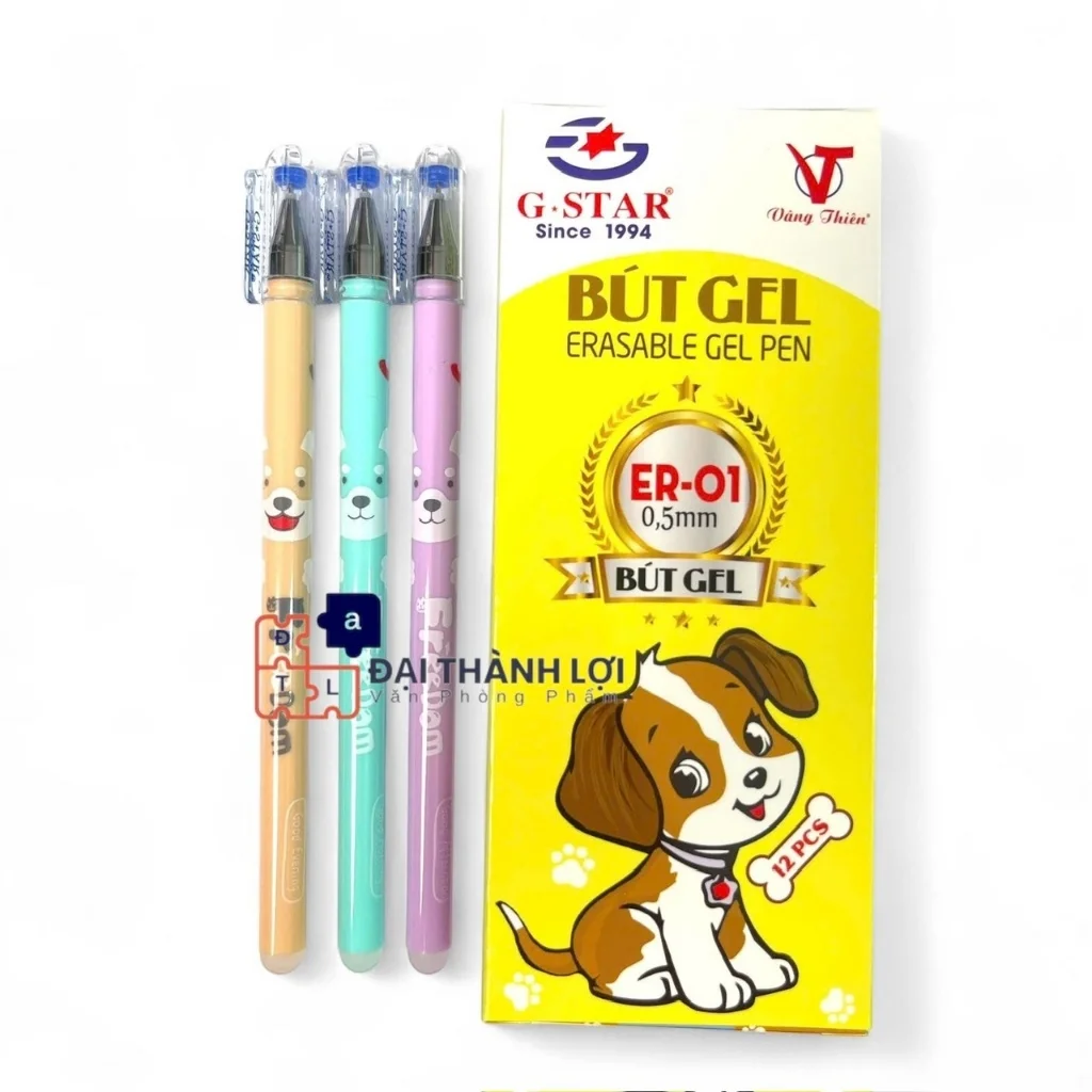 Bút Gel Xóa Được Cao Cấp Ngòi Kim 0.5mm ER-01 Hiệu G-Star (Mực Xanh/Tím)