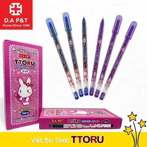Bút Nho Ttoru Ngòi Nhỏ 0.4mm D.A P&T Hàn Quốc, Mực Đậm Không Lem (Mực Xanh,Tím)