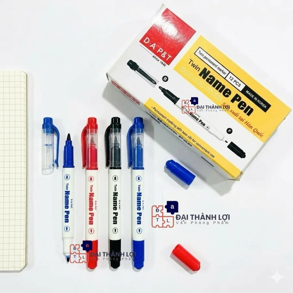 Bút viết lông dầu hai đầu Dong-A Twin Name Pen / Namepen Công Nghệ Hàn Quốc