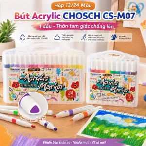 Màu Bút Acrylic Chosch CS-M07 1 đầu, thân tam giác chống lăn( phiên bản thân to, nhiều mực)