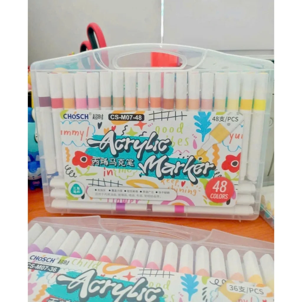 Màu Bút Acrylic Chosch CS-M07 1 đầu, thân tam giác chống lăn( phiên bản thân to, nhiều mực)
