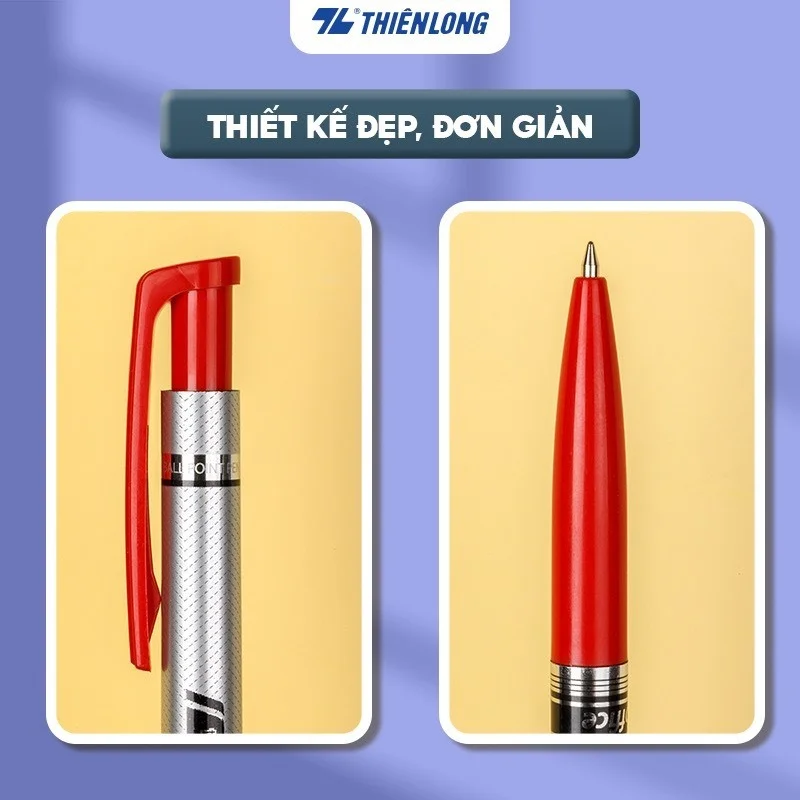 Bút bi Thiên Long FO-024 ngòi 0.7mm mực xanh/đỏ/đen hệ dầu, đạt tiêu chuẩn an toàn Châu Âu