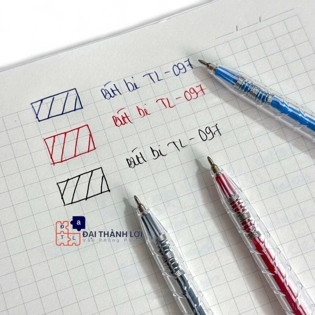 Bút bi Thiên Long TL-097 ngòi 0.5mm mực xanh/đỏ/đen nét viết thanh mảnh thiết kế trẻ trung năng động