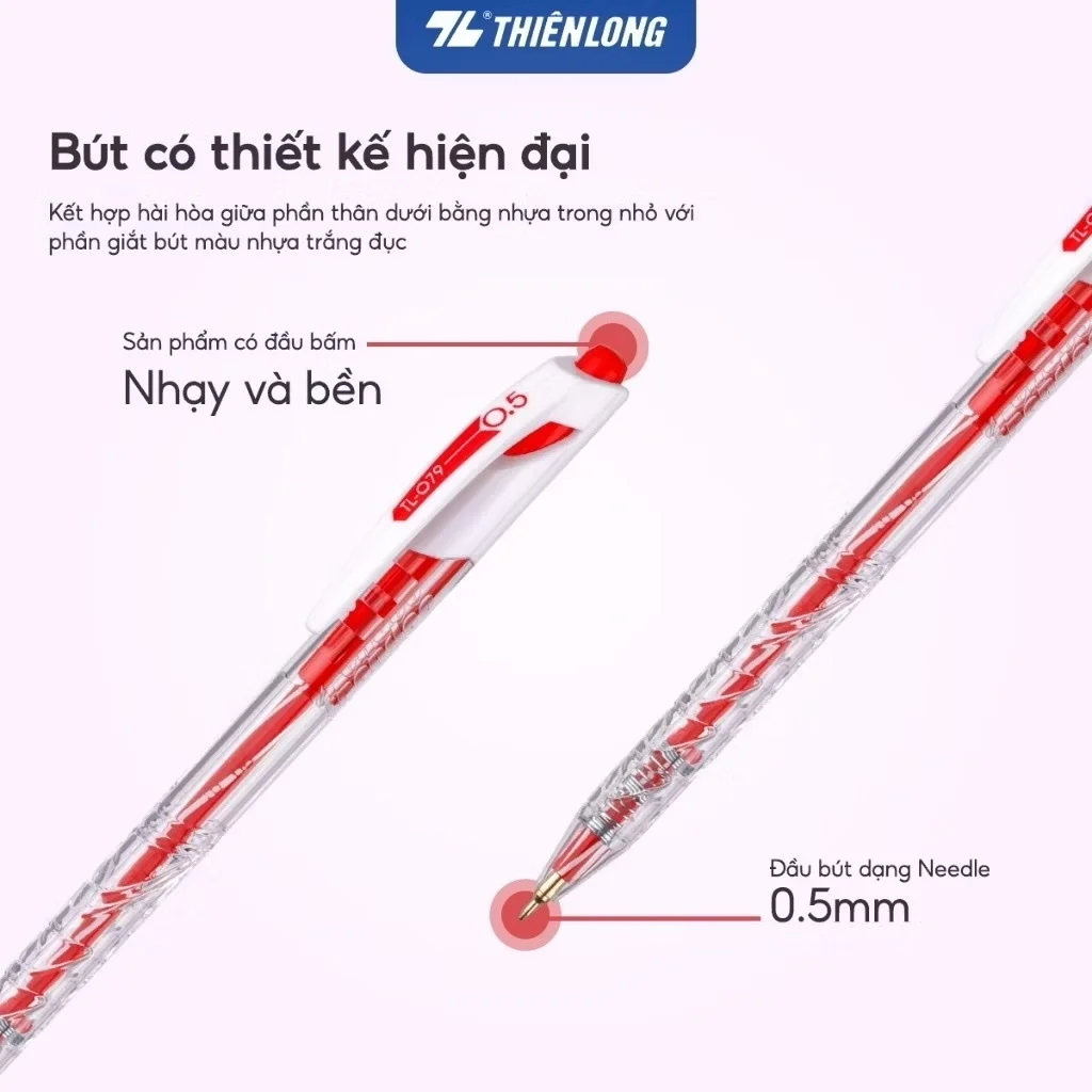 Bút bi Thiên Long Trendee TL-079 ngòi 0.5mm cao cấp, nét viết thanh mảnh, thiết kế trẻ trung, chữ viết đẹp