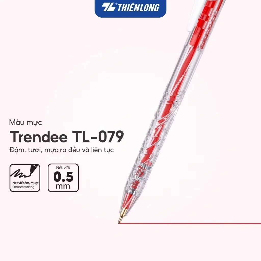 Bút bi Thiên Long Trendee TL-079 ngòi 0.5mm cao cấp, nét viết thanh mảnh, thiết kế trẻ trung, chữ viết đẹp