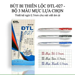 Bút bi TT-027/ĐTL-027 Ngòi 0.5mm/0.7mm – Viết Êm, Mực Đậm Nhanh Khô – Dùng Cho Học Sinh & Văn Phòng