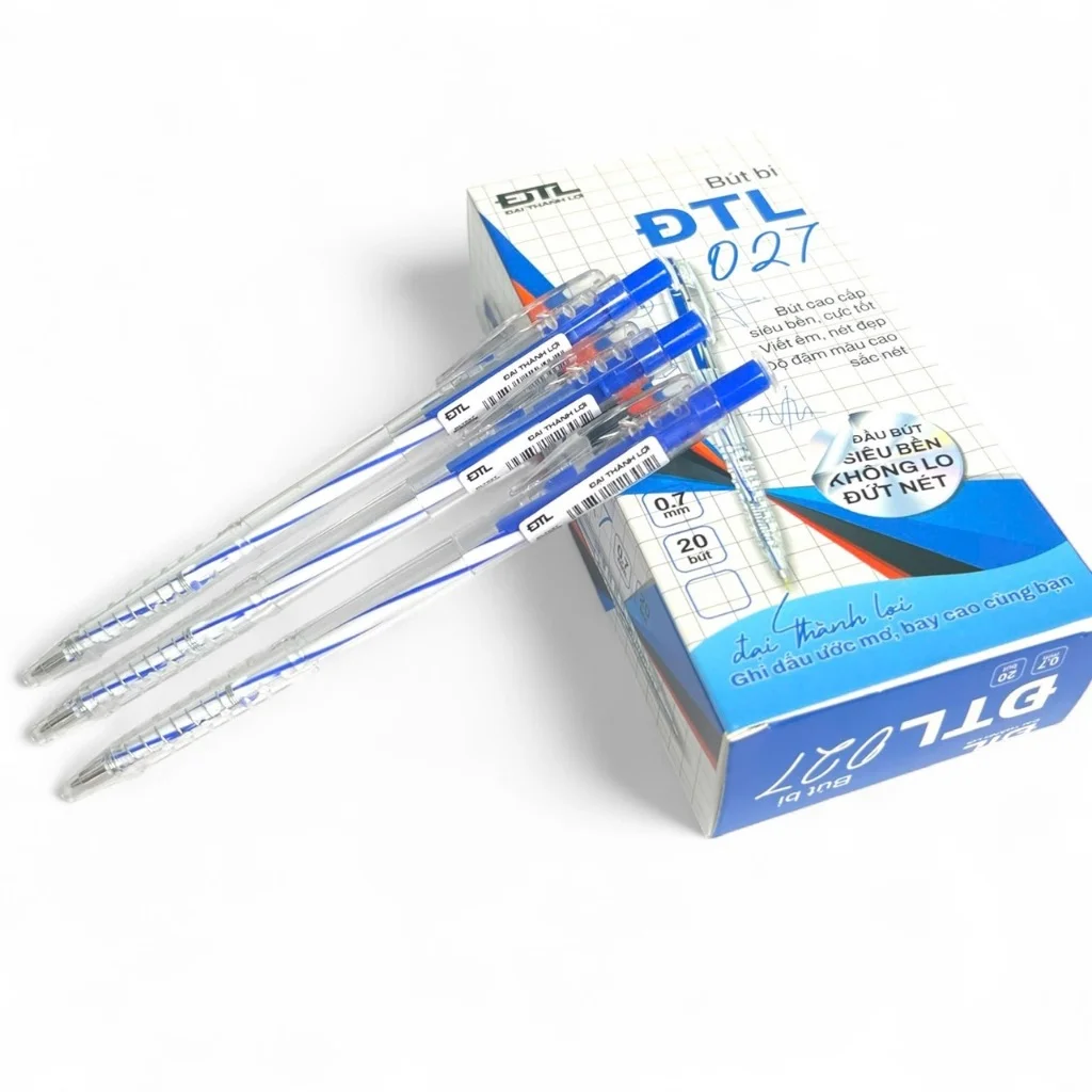 Bút bi TT-027/ĐTL-027 Ngòi 0.5mm/0.7mm – Viết Êm, Mực Đậm Nhanh Khô – Dùng Cho Học Sinh & Văn Phòng