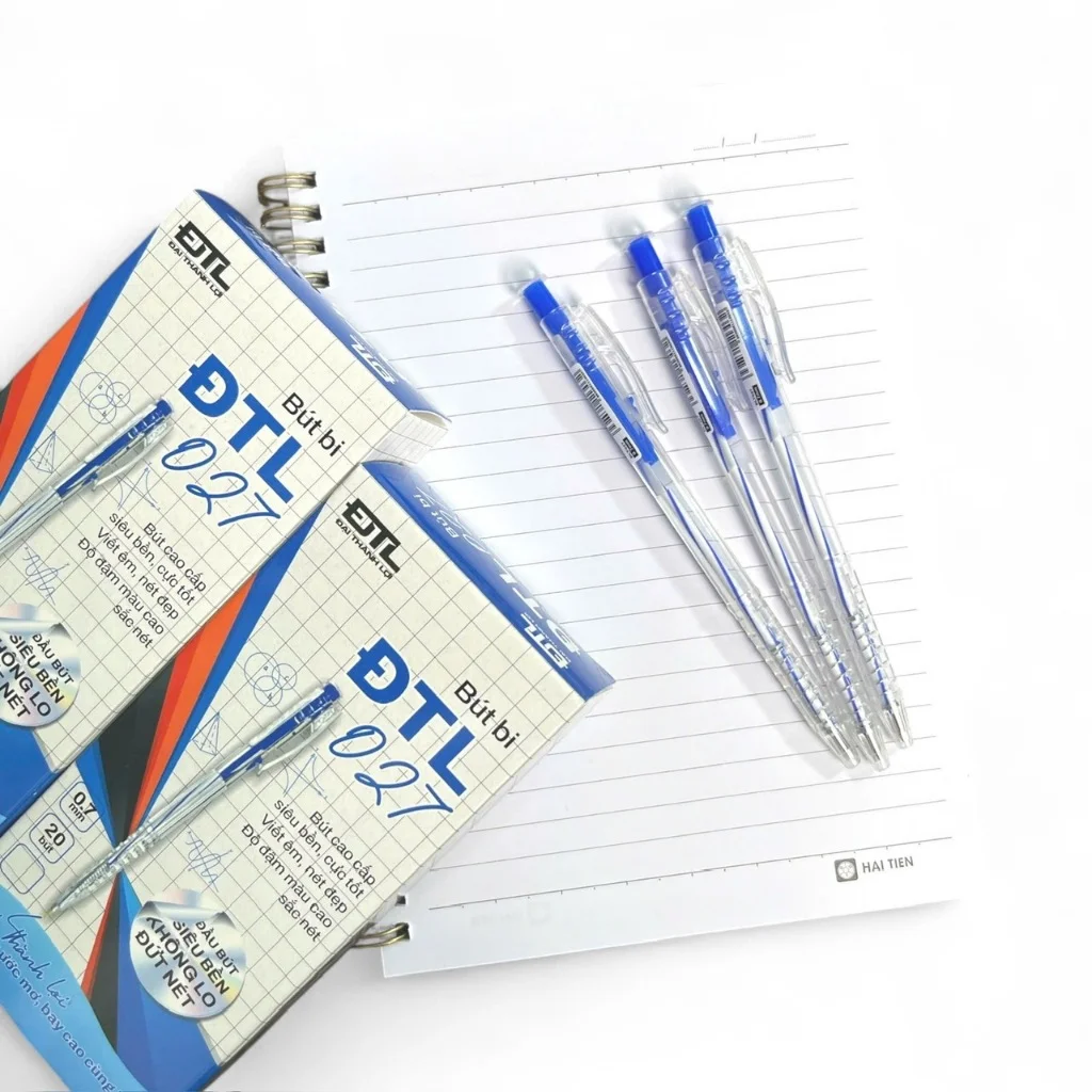 Bút bi TT-027/ĐTL-027 Ngòi 0.5mm/0.7mm – Viết Êm, Mực Đậm Nhanh Khô – Dùng Cho Học Sinh & Văn Phòng