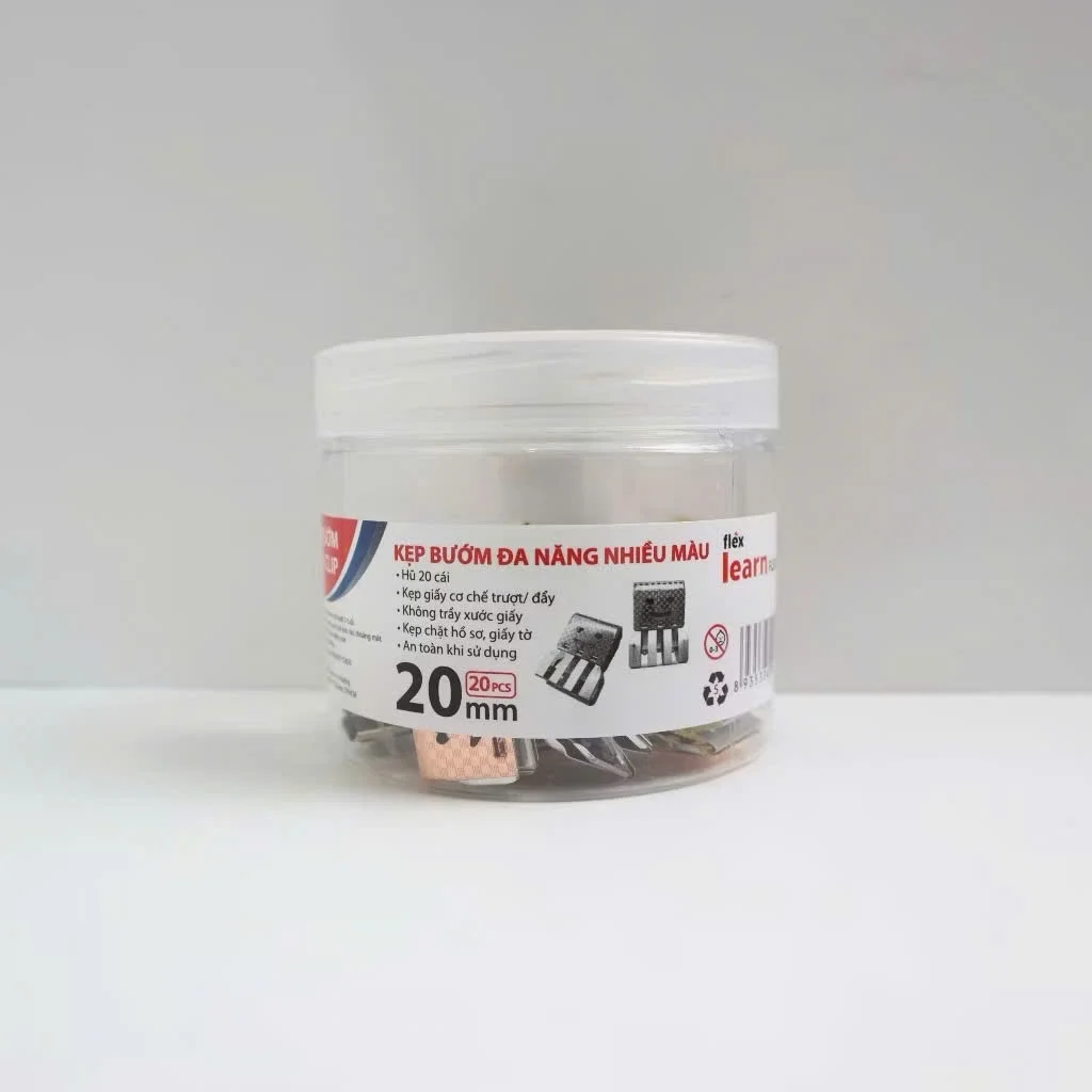 Kẹp bướm 20mm đa năng nhiều màu Flex Learn FLEX-DC001 - Kẹp không cần bấm/bóp như các kẹp bướm thông thường