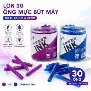 Ống mực Bút Máy Tẩy Xóa được mực xanh/tím