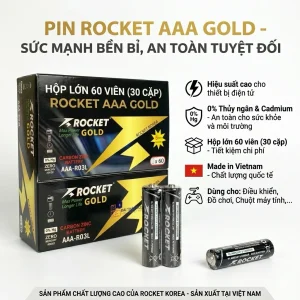 Pin Nhí AAA (3A) Rocket 1.5V Gold - Siêu Bền - Không Chảy Nước – Chính Hãng, Công Nghệ Hàn Quốc