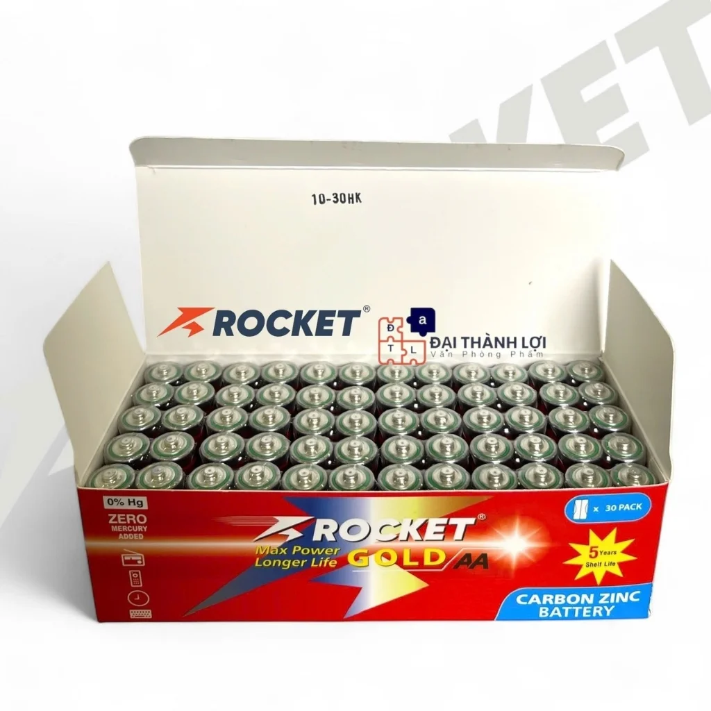 Pin Tiểu AA( 2A) Rocket 1.5V Rocket Gold( Sắt) - Siêu Bền-Không Chảy Nước – Chính Hãng, Công Nghệ Hàn Quốc