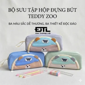 HỘP ĐỰNG BÚT 2932 TEDDY ZOO Hộp đựng bút đa năng, Bóp viết nhiều ngăn đựng bút đa năng, chống nước