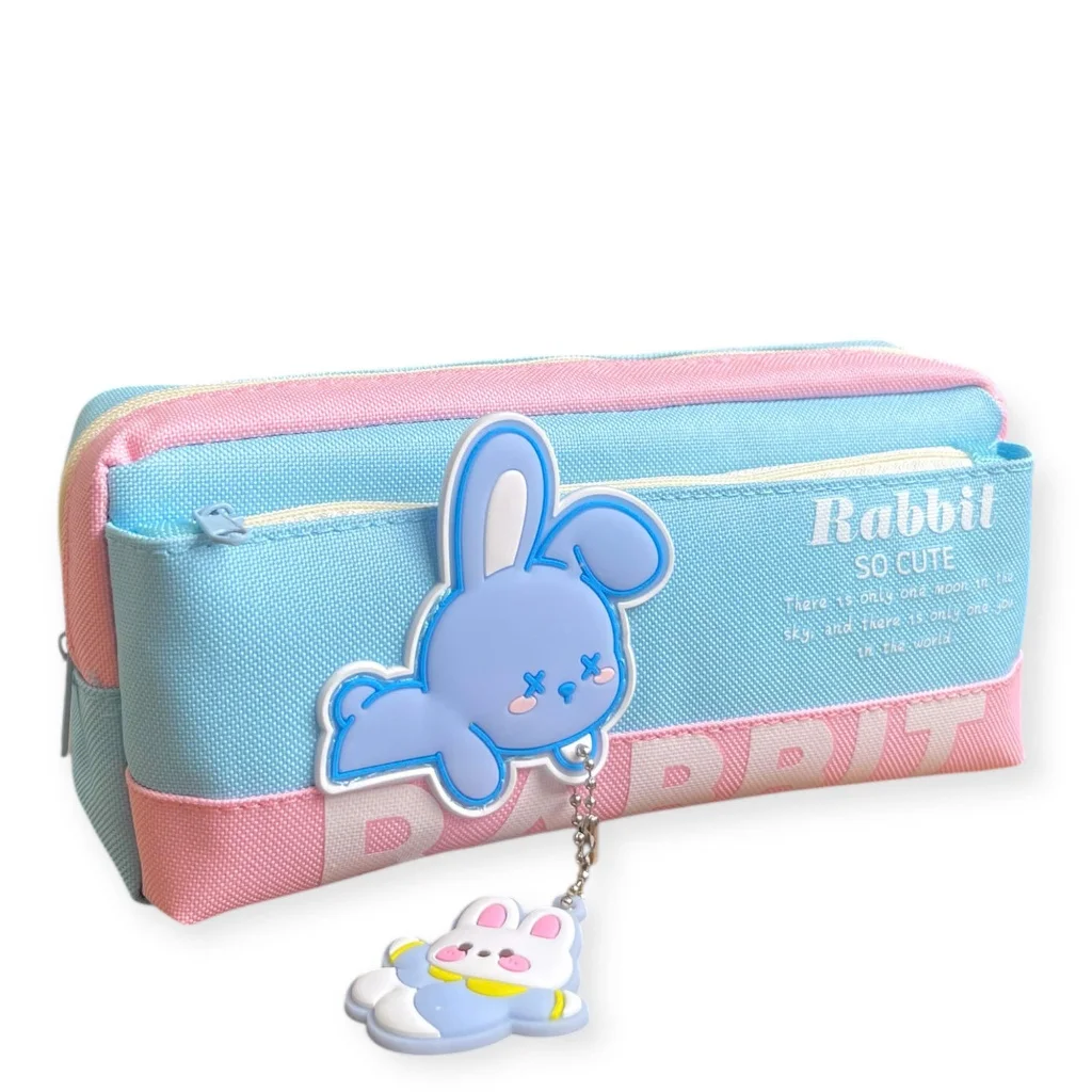 HỘP ĐỰNG BÚT 9197 CANVAS RABBIT SO CUTE Hộp đựng bút đa năng, Bóp viết nhiều ngăn đựng bút đa năng, chống nước