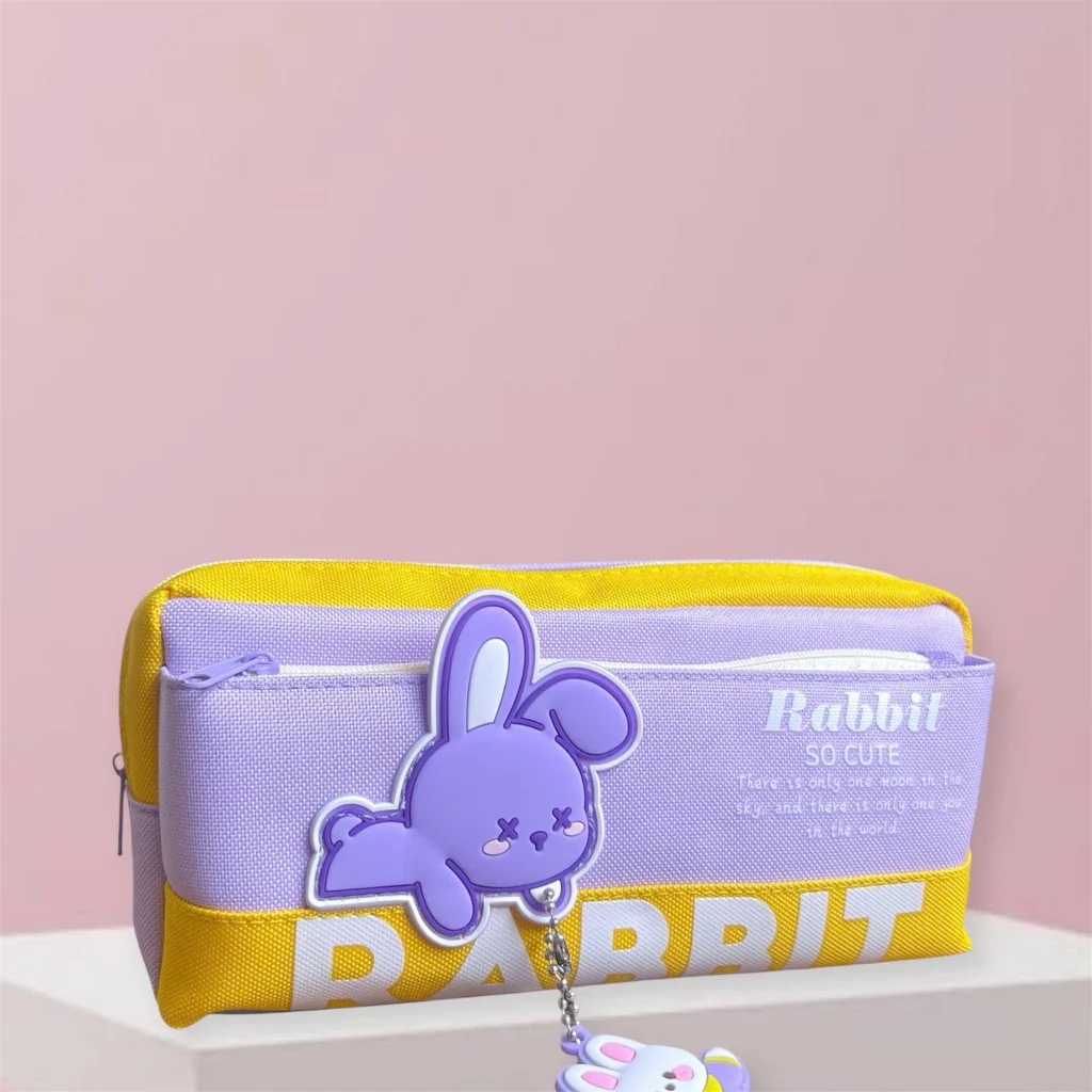 HỘP ĐỰNG BÚT 9197 CANVAS RABBIT SO CUTE Hộp đựng bút đa năng, Bóp viết nhiều ngăn đựng bút đa năng, chống nước