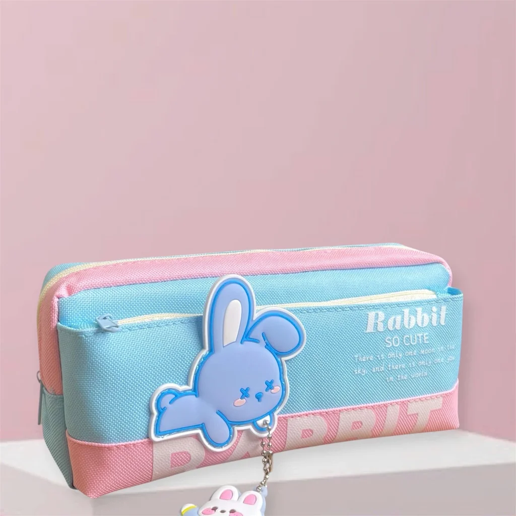 HỘP ĐỰNG BÚT 9197 CANVAS RABBIT SO CUTE Hộp đựng bút đa năng, Bóp viết nhiều ngăn đựng bút đa năng, chống nước
