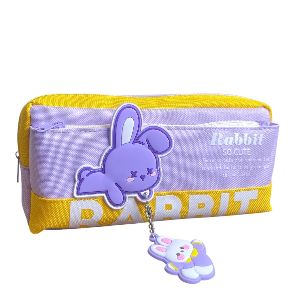 HỘP ĐỰNG BÚT 9197 CANVAS RABBIT SO CUTE Hộp đựng bút đa năng, Bóp viết nhiều ngăn đựng bút đa năng, chống nước