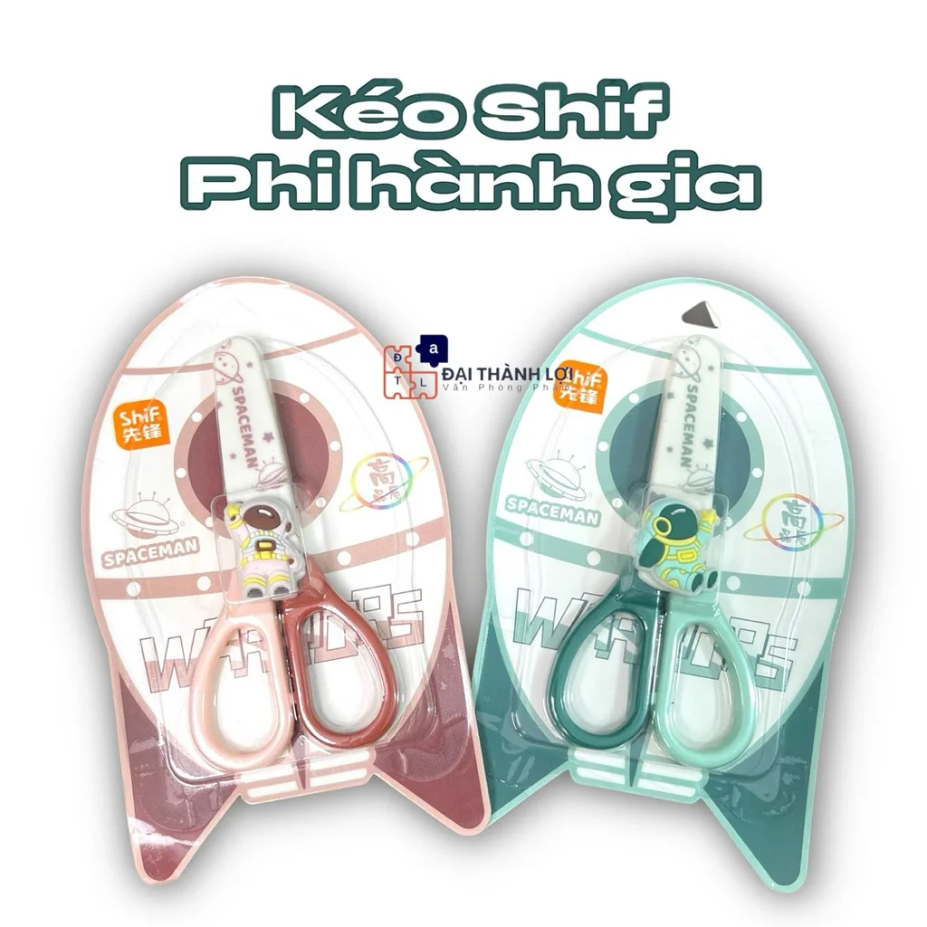 Kéo Cắt Thủ Công/ Kéo Học Sinh/ Kéo Cắt Giấy Học Sinh Kiểu Hình Dễ Thương Shif Có Nắp Đậy An Toàn - Màu, Mẫu Ngẫu Nhiên
