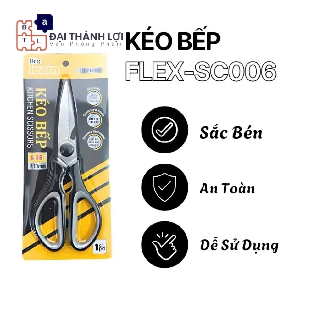 Kéo Đa Năng Nhà Bếp 210mm FLEX-SC006 Êm Tay Khi Cắt , Màu Ngẫu Nhiên