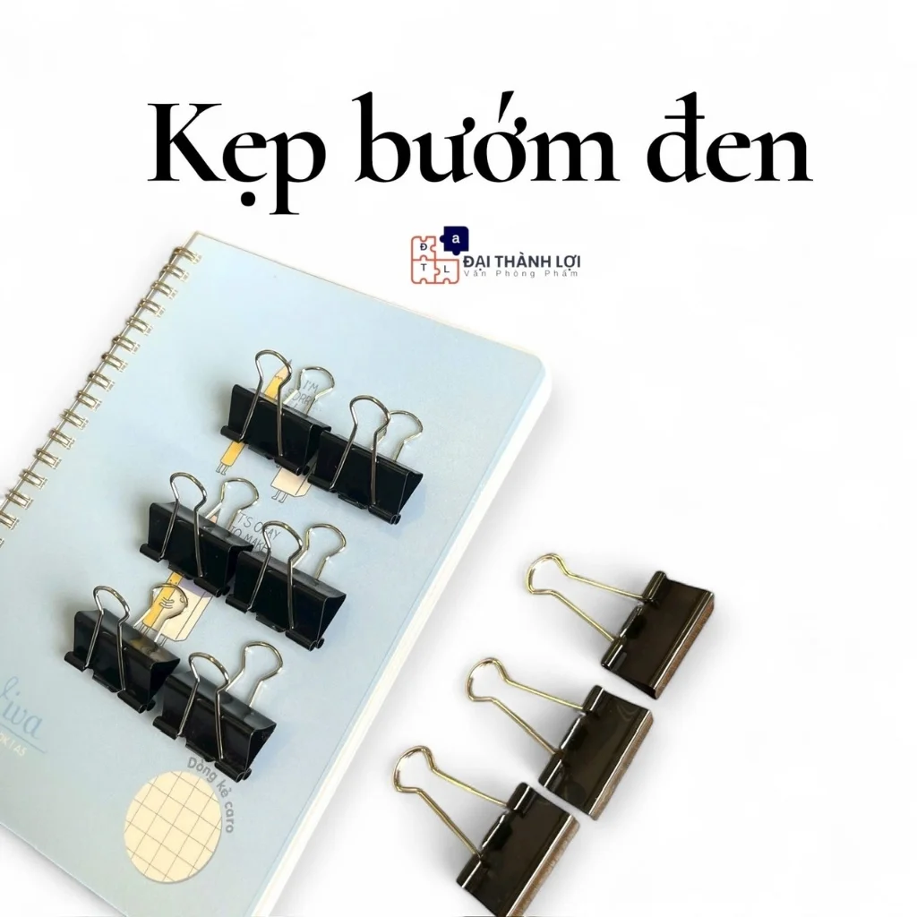 Kẹp Giấy / Kẹp Bướm Màu Đen Size 15MM / 19MM / 25MM / 32MM / 41MM / 51MM Hiệu Slecho / Echo Max dùng để kẹp tài liệu