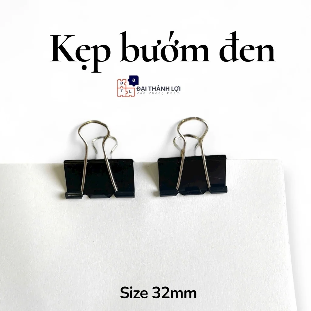 Kẹp Giấy / Kẹp Bướm Màu Đen Size 15MM / 19MM / 25MM / 32MM / 41MM / 51MM Hiệu Slecho / Echo Max dùng để kẹp tài liệu