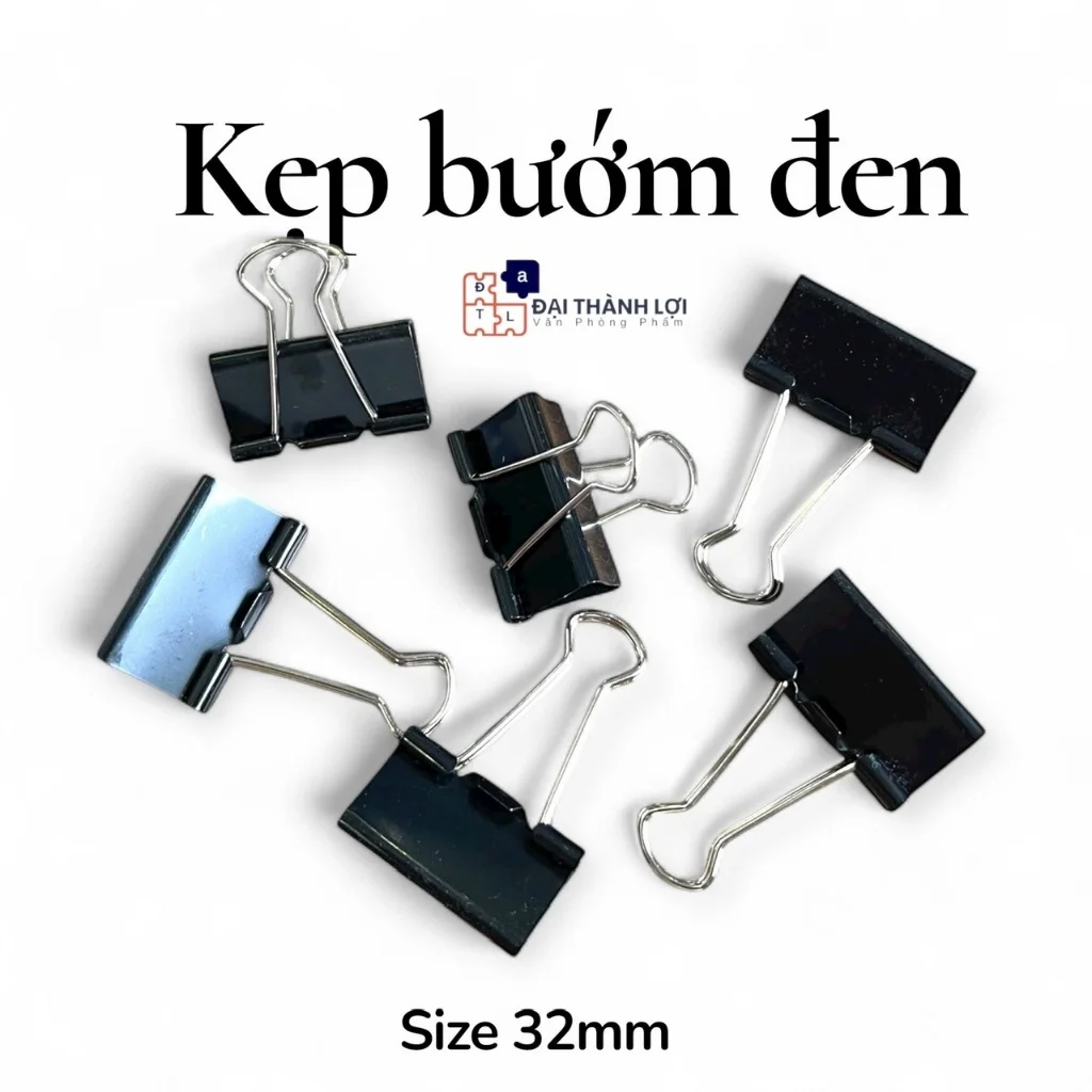 Kẹp Giấy / Kẹp Bướm Màu Đen Size 15MM / 19MM / 25MM / 32MM / 41MM / 51MM Hiệu Slecho / Echo Max dùng để kẹp tài liệu