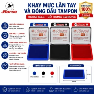 Khay Mực lăn tay và đóng dấu Tampon Horse No.3 cỡ trung 54x85mm EN71/3 RED Thái Lan