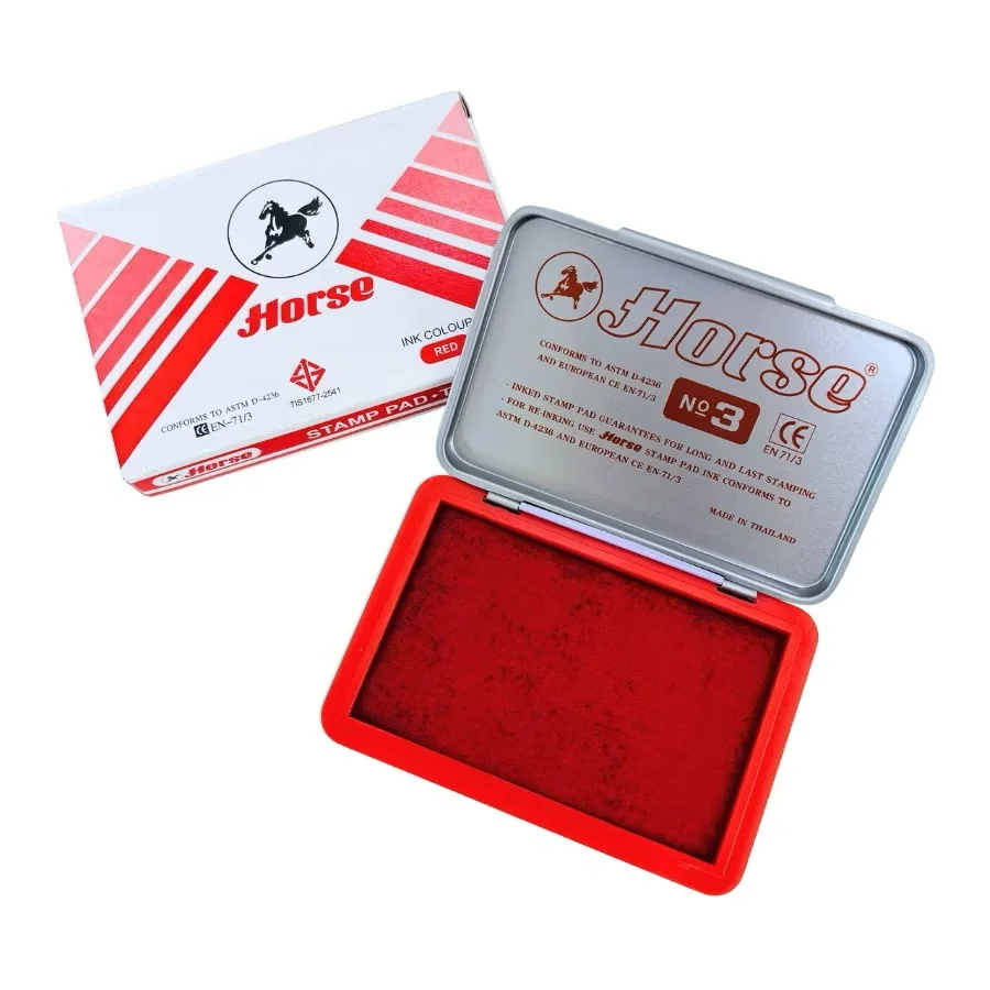 Khay Mực lăn tay và đóng dấu Tampon Horse No.3 cỡ trung 54x85mm EN71/3 RED Thái Lan