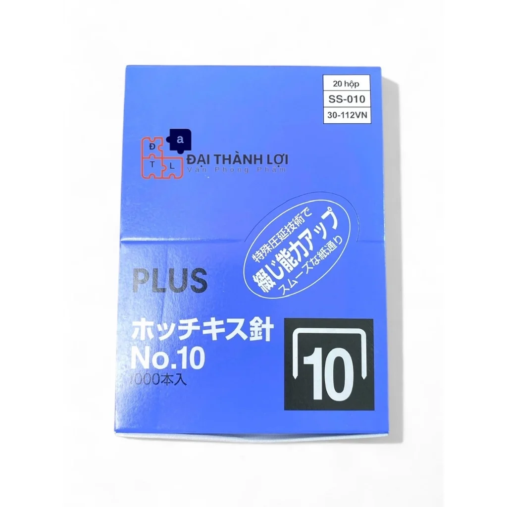 Ghim Bấm Plus Số 10, Chống Gỉ Sét Và Mài Mòn Tốt, Kim Bấm Giấy Thương Hiệu Từ Nhật Bản