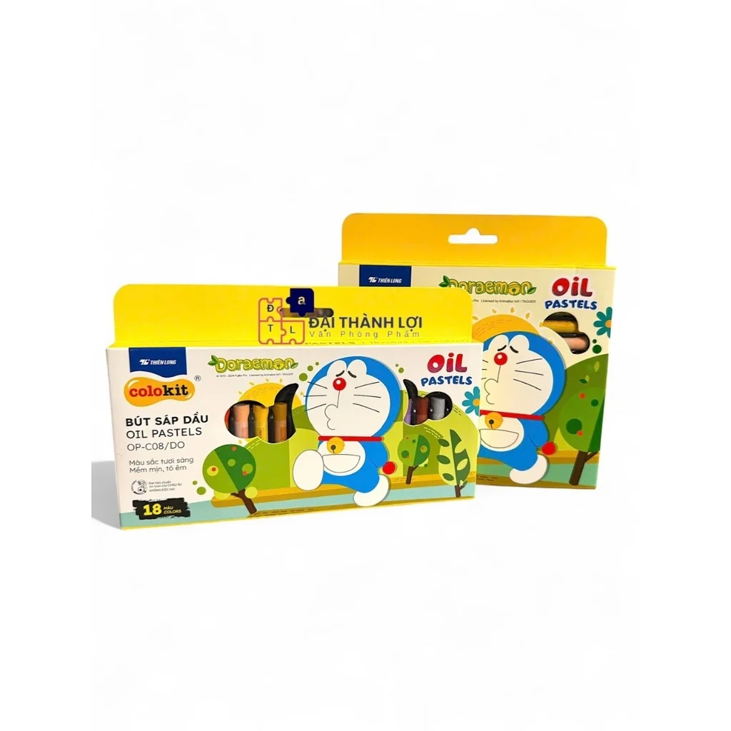 Bút sáp dầu màu Pastel Thiên Long Colokit Doraemon 18 màu ,OP-C08/DO,tặng kẹp chống bẩn, chuốt