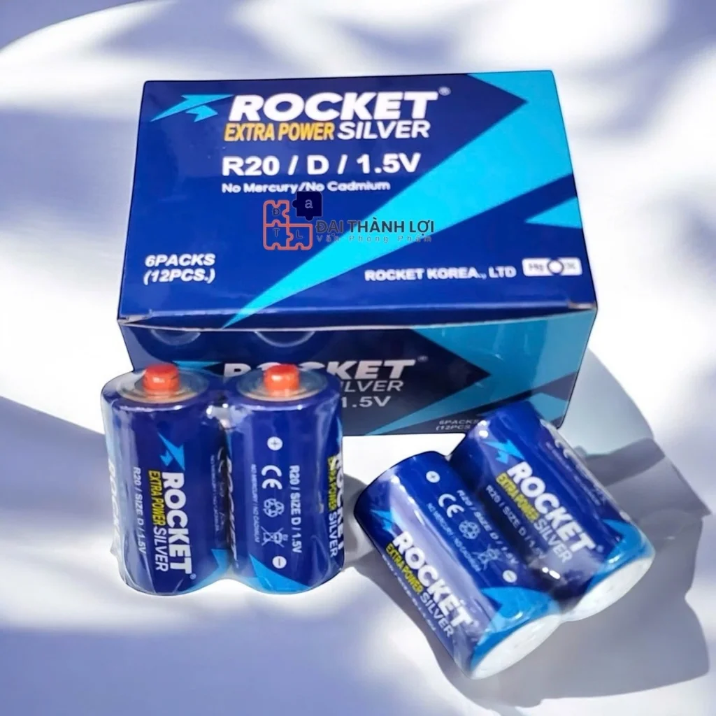 Pin Đại / Pin R20 Cacbon ROCKET , Pin D 1.5V chuyên dùng cho bếp gas, đèn pin, đồng hồ Hàng Chính Hãng