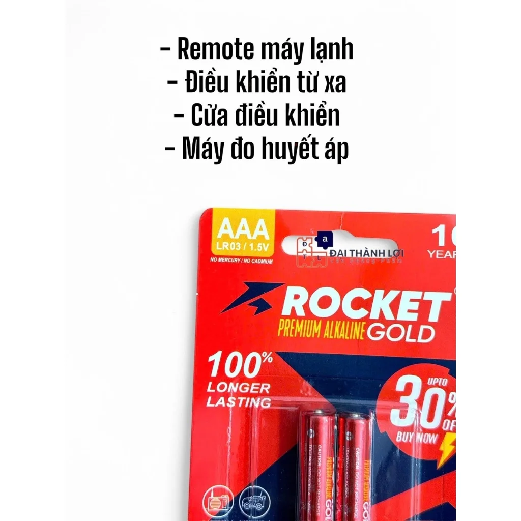 PINAAA Alkaline ROCKET GOLD ( Đỏ ) Tang 30% dung lượng , Pin tiểu, pin đũa hạn sử dụng 10 năm