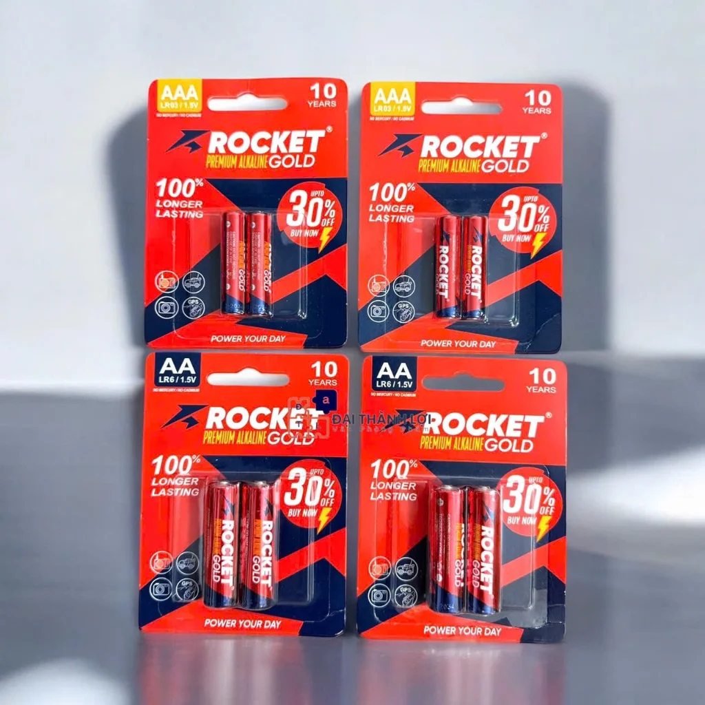 PINAAA Alkaline ROCKET GOLD ( Đỏ ) Tang 30% dung lượng , Pin tiểu, pin đũa hạn sử dụng 10 năm