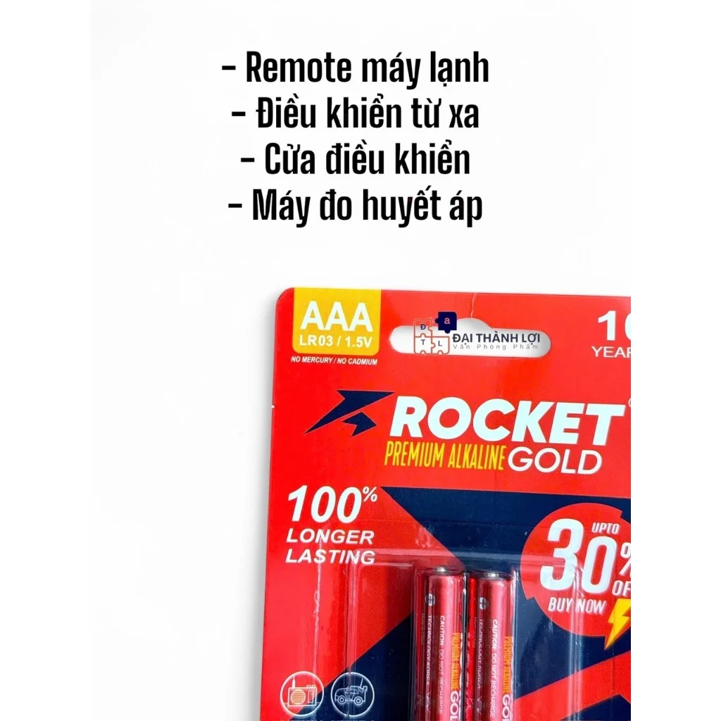 PINAAA Alkaline ROCKET GOLD ( Đỏ ) Tang 30% dung lượng , Pin tiểu, pin đũa hạn sử dụng 10 năm