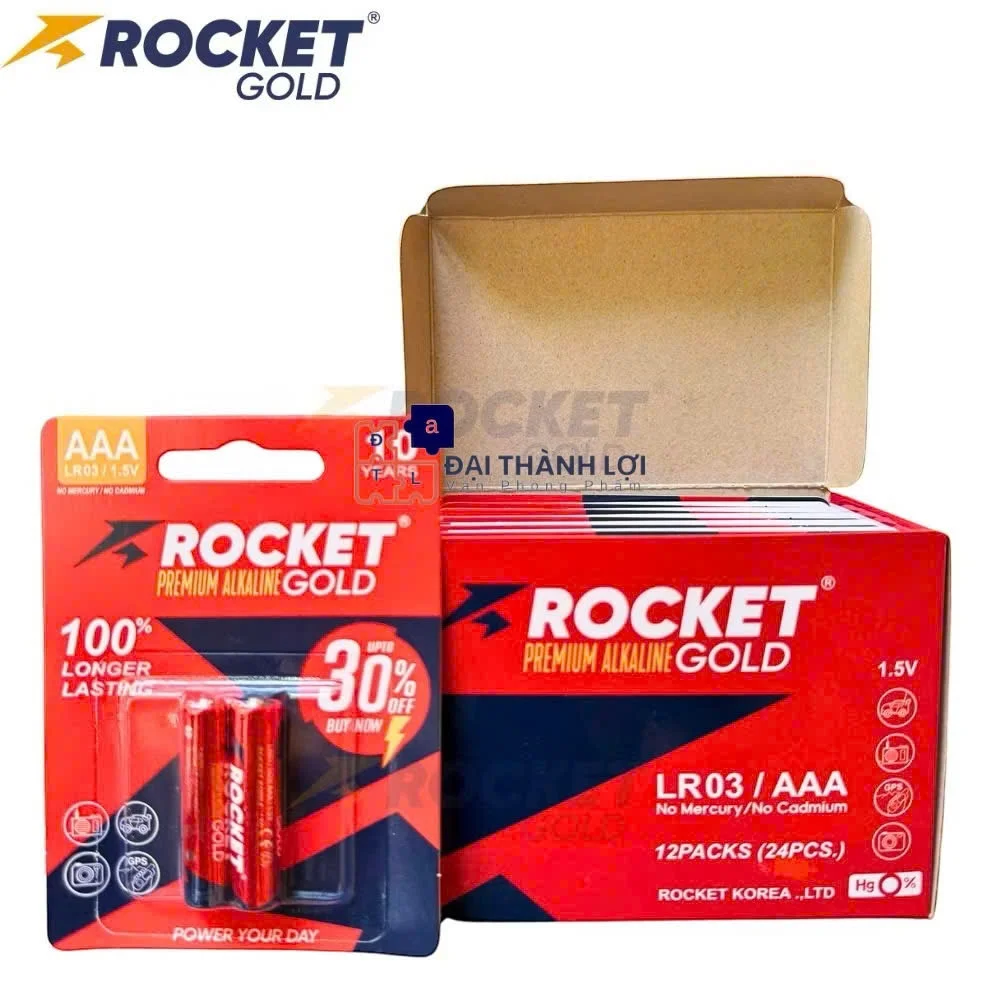 PINAAA Alkaline ROCKET GOLD ( Đỏ ) Tang 30% dung lượng , Pin tiểu, pin đũa hạn sử dụng 10 năm