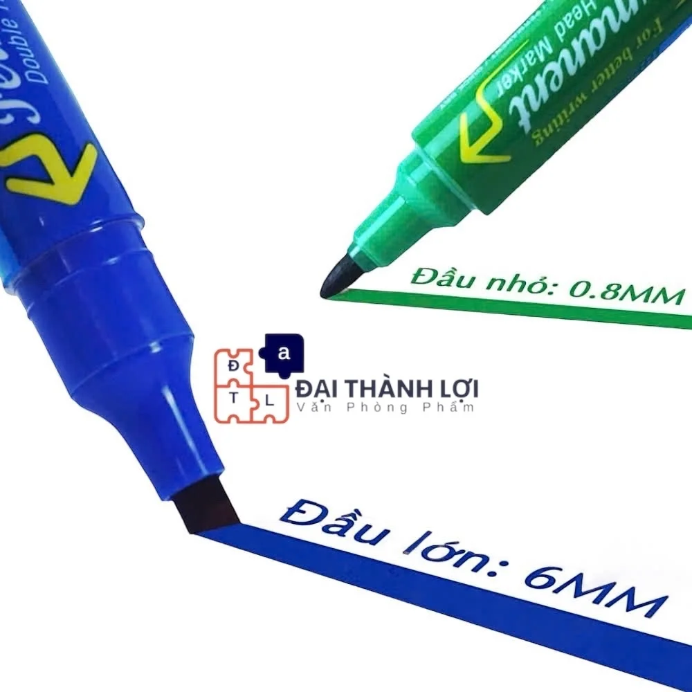 Bút lông dầu 2 đầu Queen - 5 Màu (Dương, Đỏ, Đen, Xanh lá, Hồng) - Mực đạt tiêu chuẩn Châu Âu và Mỹ