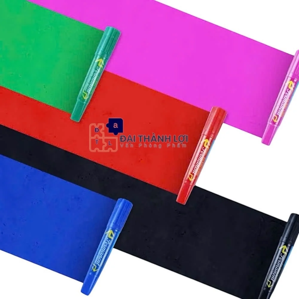 Bút lông dầu 2 đầu Queen - 5 Màu (Dương, Đỏ, Đen, Xanh lá, Hồng) - Mực đạt tiêu chuẩn Châu Âu và Mỹ