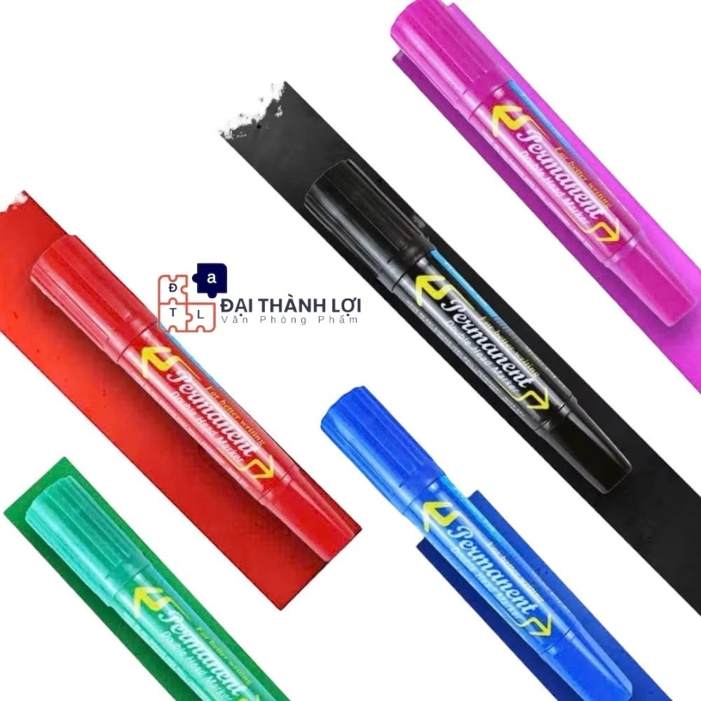 Bút lông dầu 2 đầu Queen - 5 Màu (Dương, Đỏ, Đen, Xanh lá, Hồng) - Mực đạt tiêu chuẩn Châu Âu và Mỹ