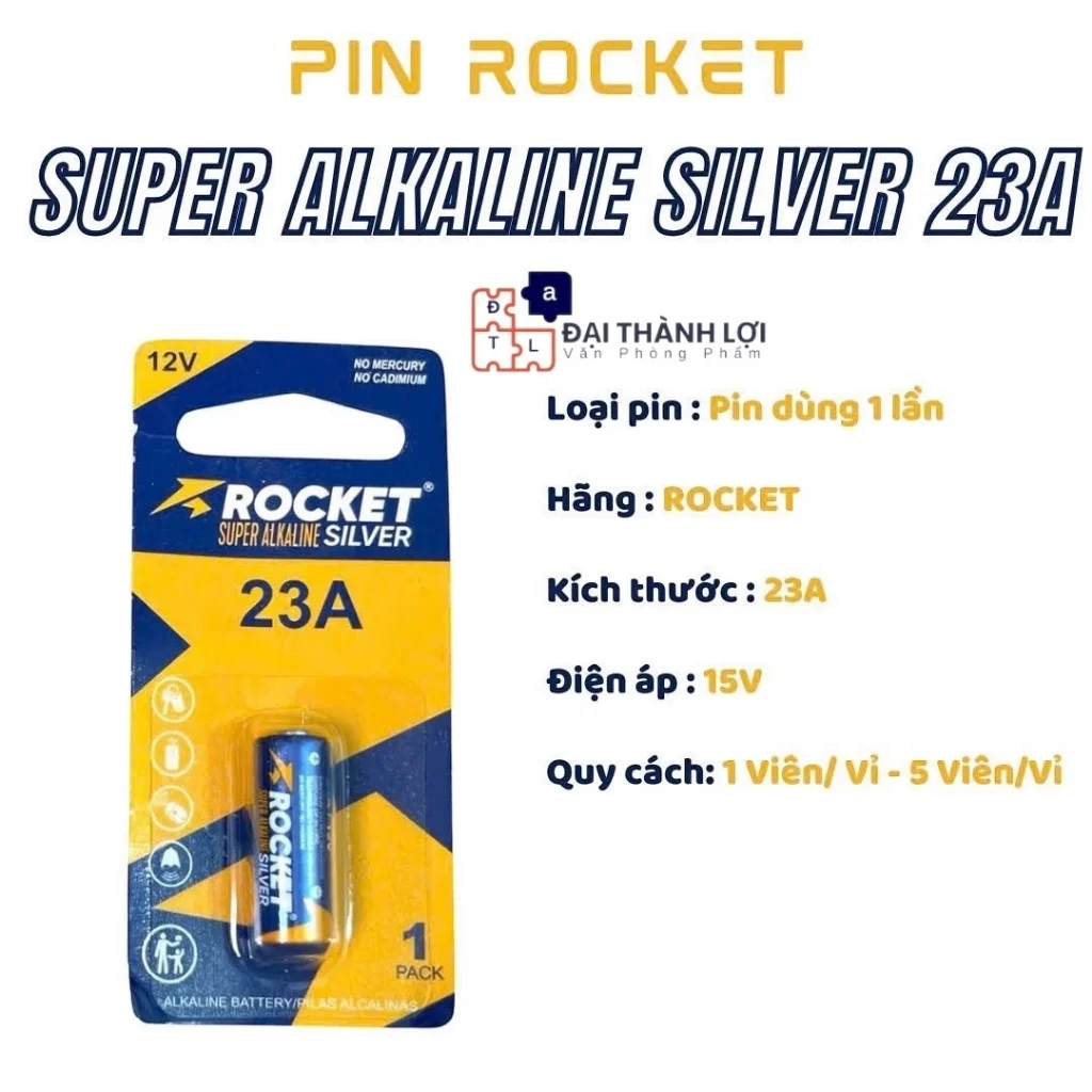 Pin 23A 12V ROCKET alkaline, pin của cuốn, pin chuông cửa nhà 12V tuổi thọ cao