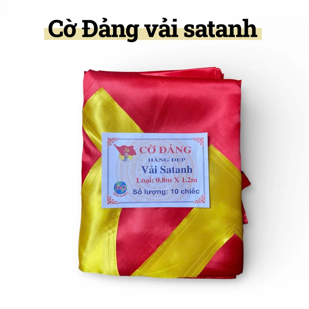 10 Lá Cờ Đảng, Cờ búa liềm, Vải PHI BÓNG Đẹp Chắc Chắn