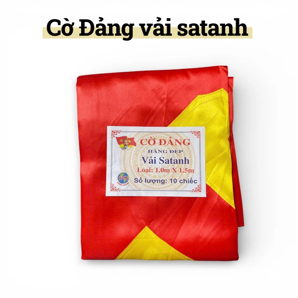 10 Lá Cờ Đảng, Cờ búa liềm, Vải PHI BÓNG Đẹp Chắc Chắn