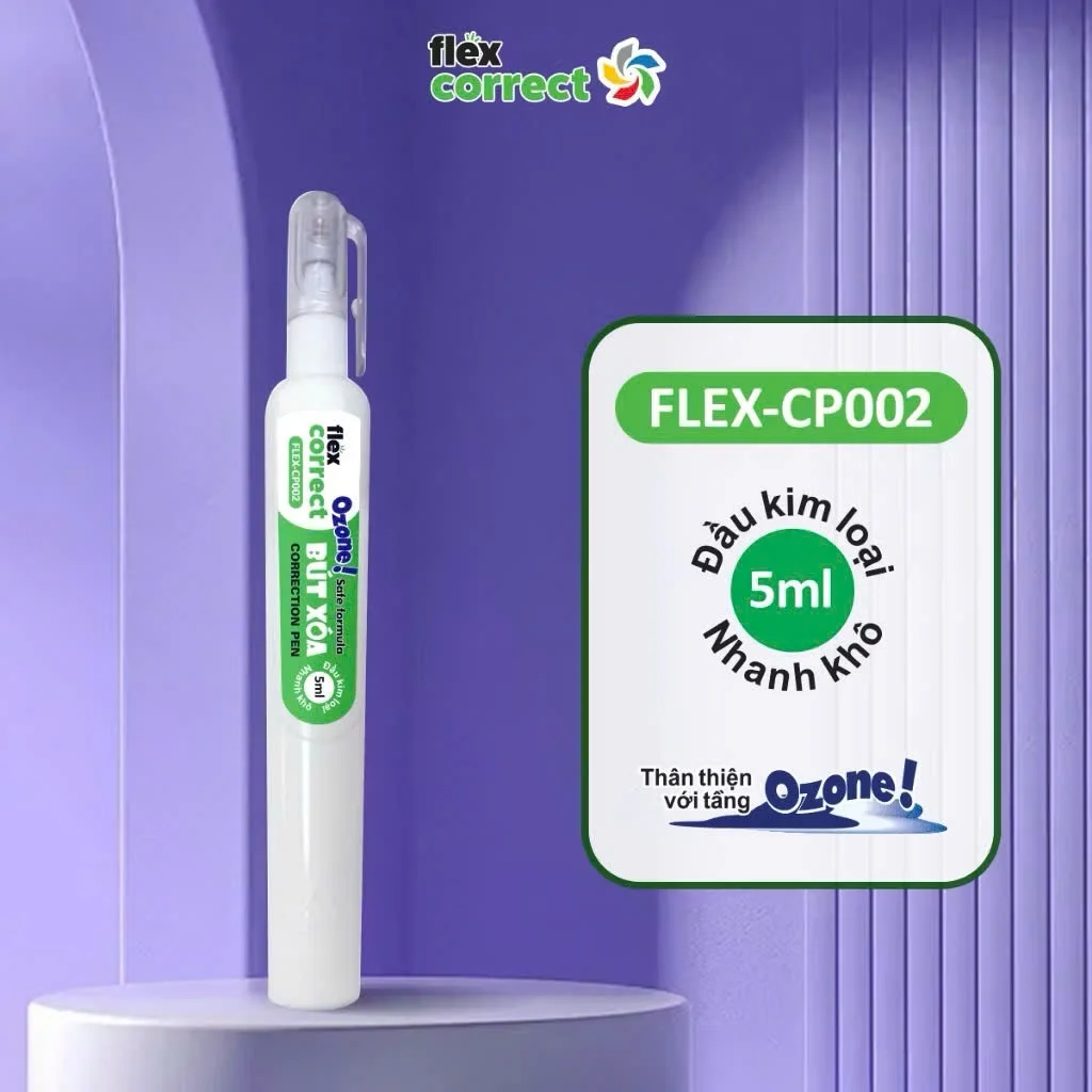 Bút xóa Flex Correct FLEX-CP002 - Thân thiện với tầng Ozone, nhanh khô, che phủ tốt, không lem, nhòe