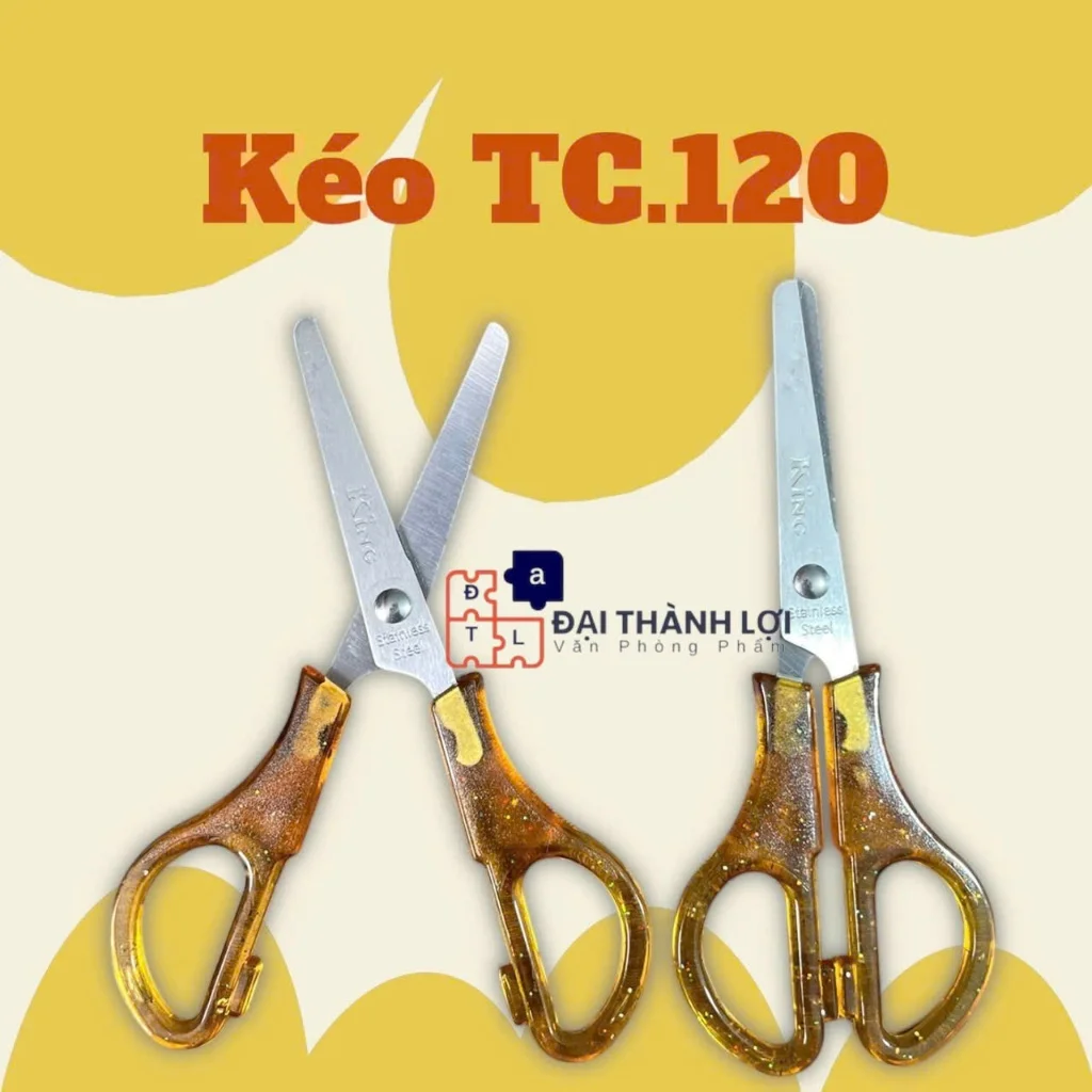 Kéo TC-120 Xà Cừ/ Kéo Đồi Mồi/ Kéo Cắt Giấy CỠ TRUNG Dài 17,2Cm Vân Sơn/ King TC 120 Thép Không Gỉ