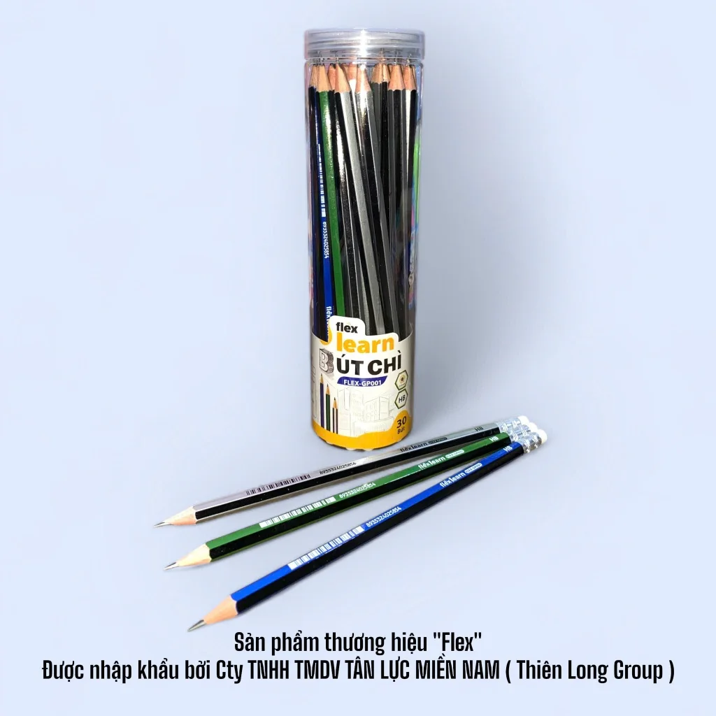 Bút Chì Gỗ FLEX-GP001 Ruột Chì HB, Thân Lục Giác, Màu Đậm, Dễ Tẩy