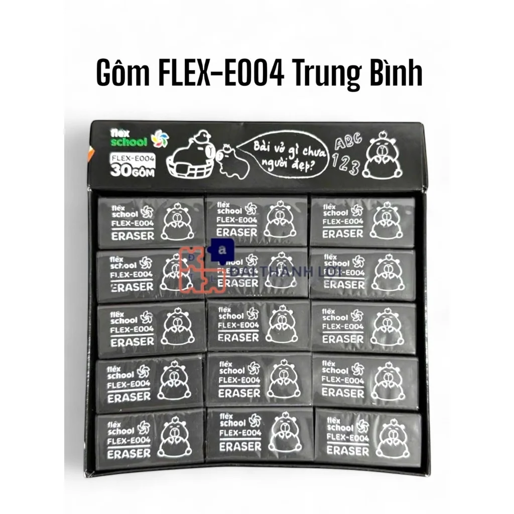 Gôm Tẩy Bút Chì - Gôm Đen (SIZE Trung) Flex Learn FLEX-E004 -Eraser, tẩy sạch, không rách giấy