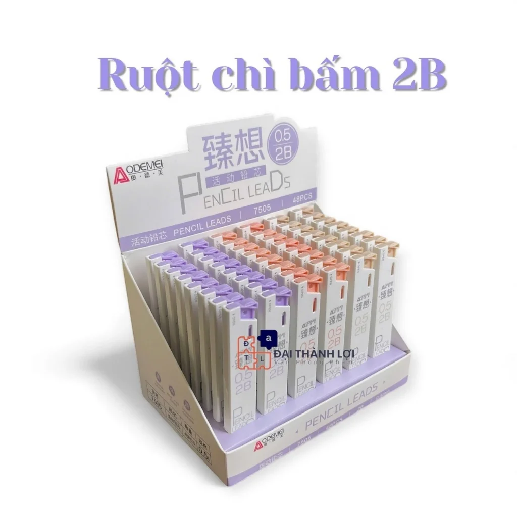 48 Tuýp Ruột Chì Kim Aodemei 7505 Ngòi 0.5mm/0.7mm 2B Thay Bút Chì Bấm/Nét Viết Trơn Mượt, Chất Lượng Tốt