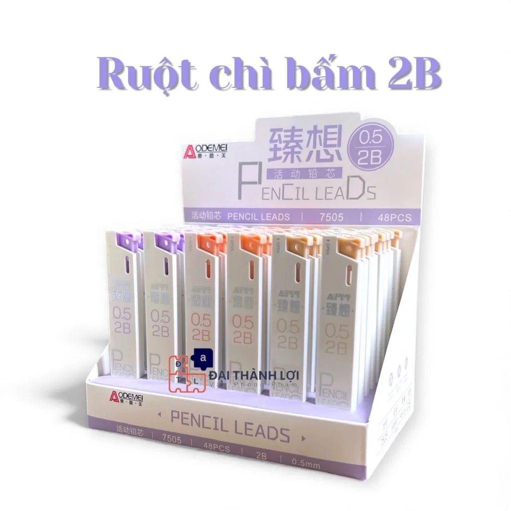 48 Tuýp Ruột Chì Kim Aodemei 7505 Ngòi 0.5mm/0.7mm 2B Thay Bút Chì Bấm/Nét Viết Trơn Mượt, Chất Lượng Tốt
